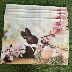 Spring Blossom Easter Placemat Set with Pink Floral Design